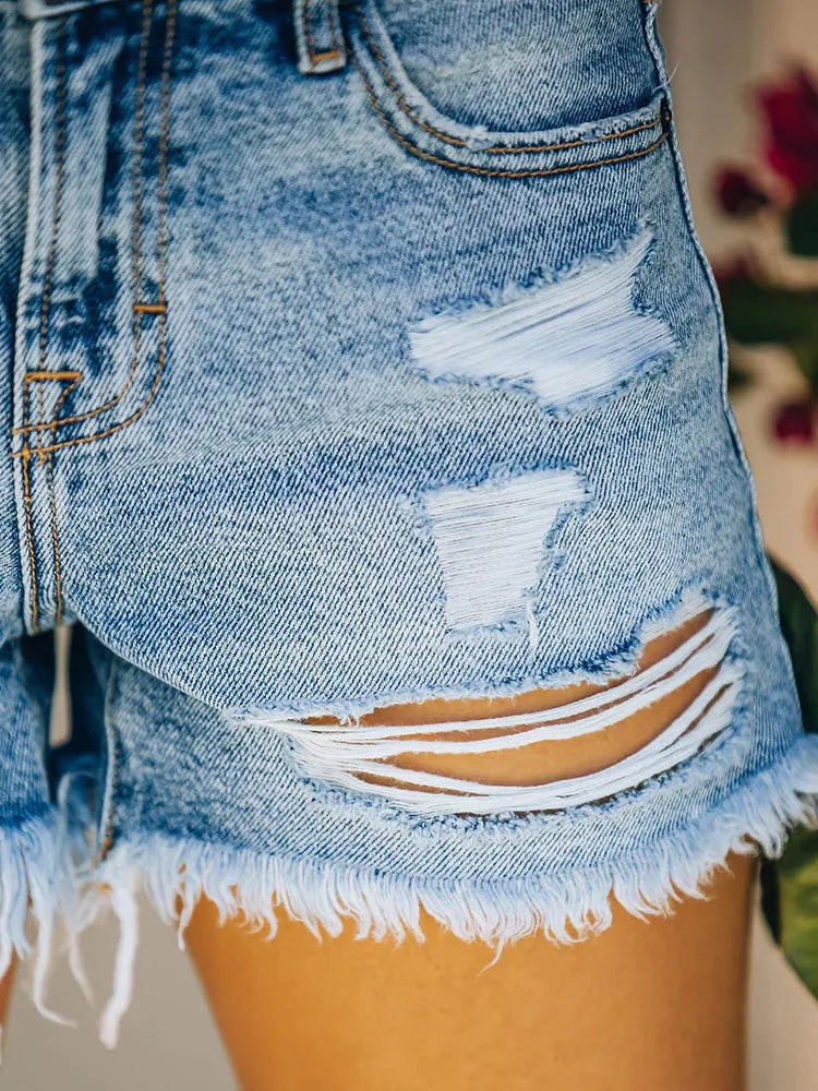 Whitney - Gescheurde Denim Shorts