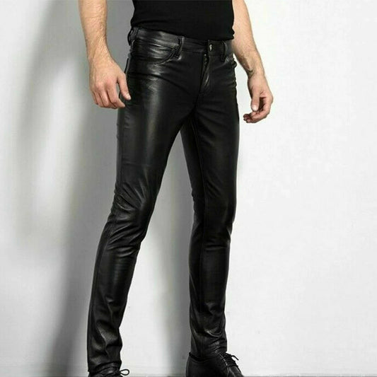 Johnny - Slanke Leren Broek