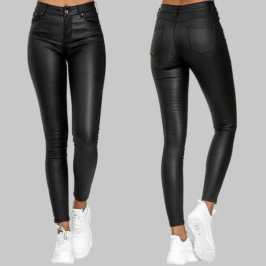Ambra - Slanke Leren Broek